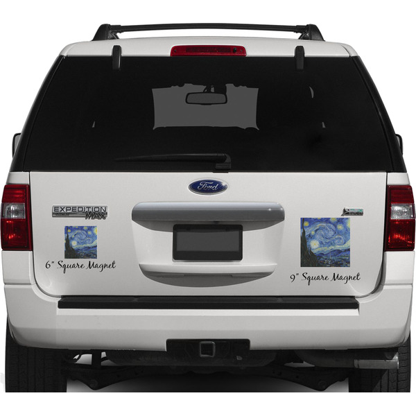 The Starry Night (Van Gogh 1889) Personalized Square Car Magnets on Ford Explorer