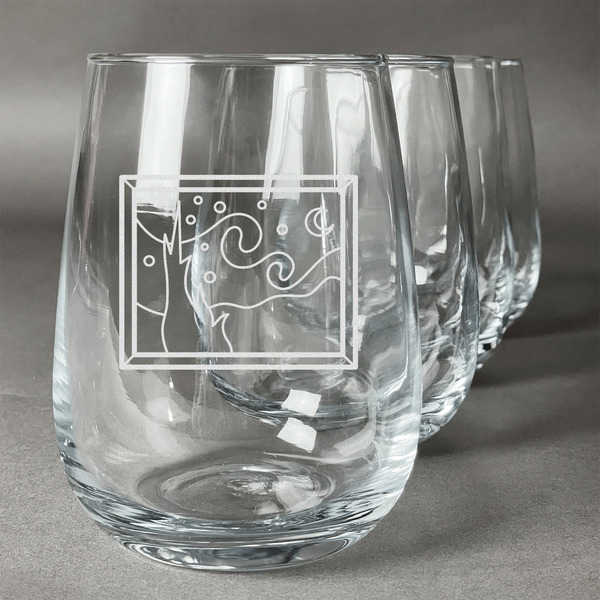Custom The Starry Night (Van Gogh 1889) Stemless Wine Glasses (Set of 4)