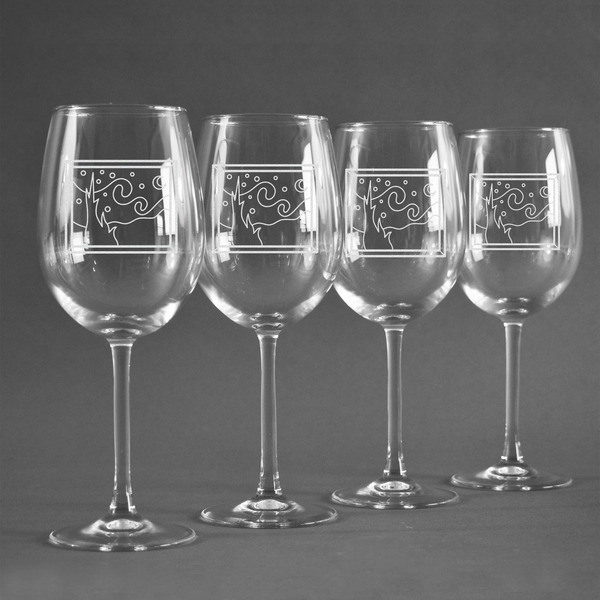 The Starry Night (Van Gogh 1889) Personalized Wine Glasses (Set of 4)