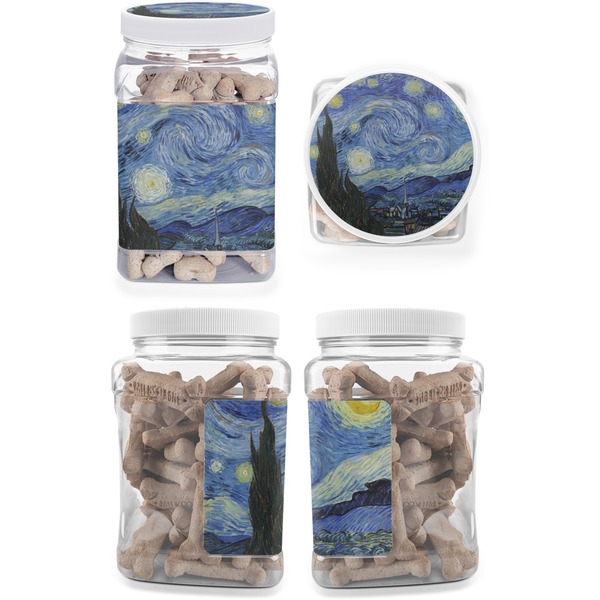 The Starry Night (Van Gogh 1889) Pet Treat Jar - Multiple Angles
