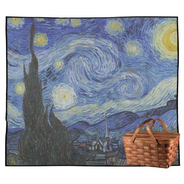 Custom The Starry Night (Van Gogh 1889) Outdoor Picnic Blanket