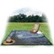 The Starry Night (Van Gogh 1889) Picnic Blanket - with Basket Hat and Book - in Use