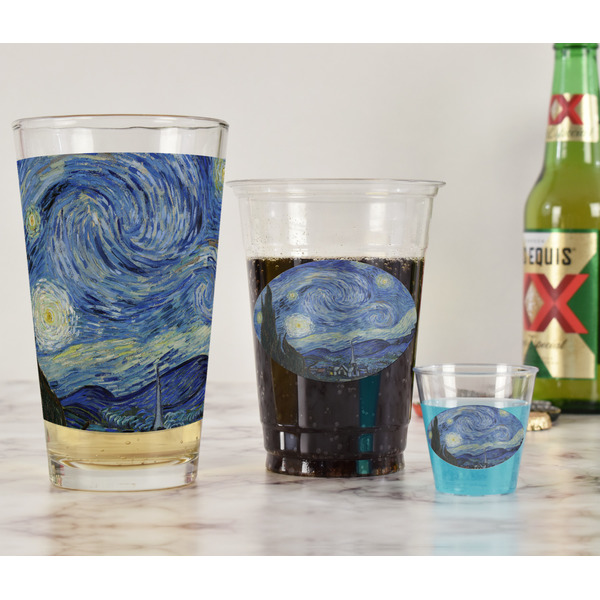 The Starry Night (Van Gogh 1889) Pint Glass - Full Fill w Transparency - In Context