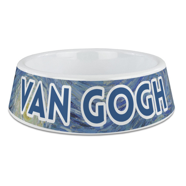 Custom The Starry Night (Van Gogh 1889) Plastic Dog Bowl - Large