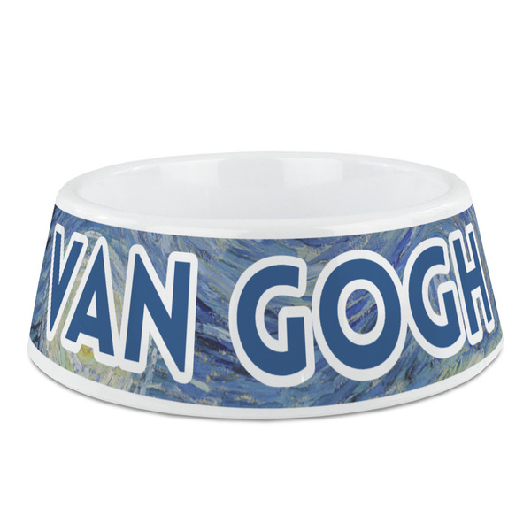 Custom The Starry Night (Van Gogh 1889) Plastic Dog Bowl - Medium