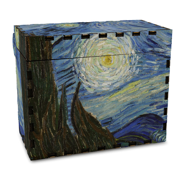 Custom The Starry Night (Van Gogh 1889) Wood Recipe Box - Full Color Print