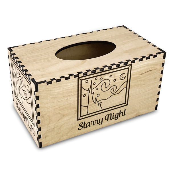 Custom The Starry Night (Van Gogh 1889) Wood Tissue Box Cover - Rectangle
