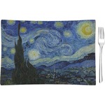 The Starry Night (Van Gogh 1889) Rectangular Glass Appetizer / Dessert Plate - Single or Set