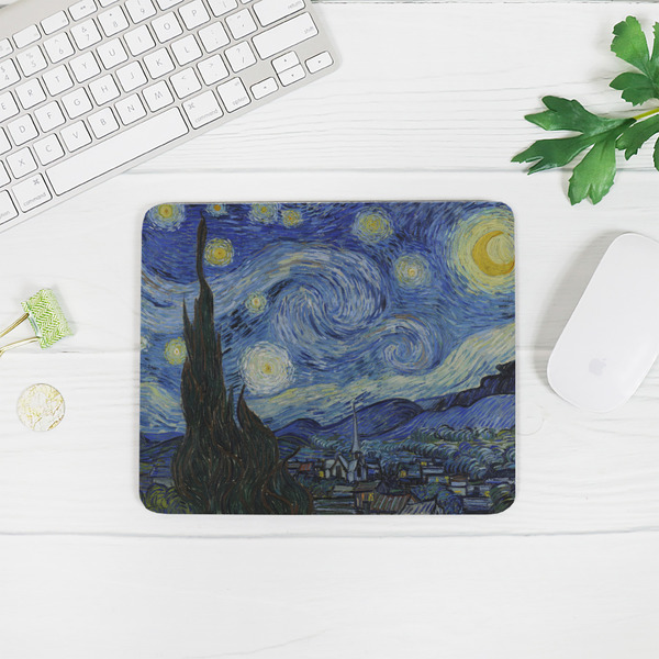 The Starry Night (Van Gogh 1889) Rectangular Mouse Pad - LIFESTYLE 2