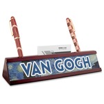The Starry Night (Van Gogh 1889) Red Mahogany Nameplate with Business Card Holder