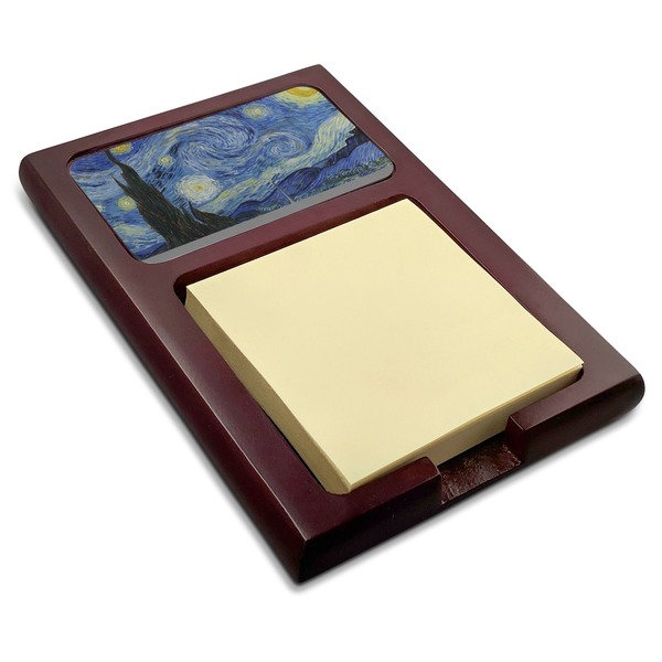 Custom The Starry Night (Van Gogh 1889) Red Mahogany Sticky Note Holder