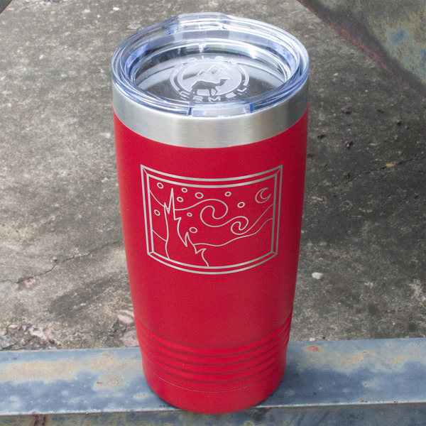 The Starry Night (Van Gogh 1889) Red Polar Camel Tumbler - 20oz - Angled