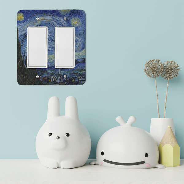 The Starry Night (Van Gogh 1889) Rocker Light Switch Covers - Double - IN CONTEXT