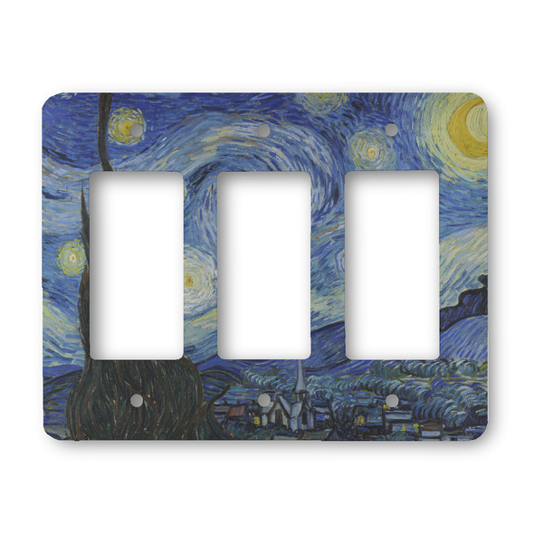 Custom The Starry Night (Van Gogh 1889) Rocker Style Light Switch Cover - Three Switch