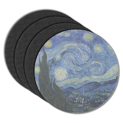 The Starry Night (Van Gogh 1889) Round Rubber Backed Coasters - Set of 4