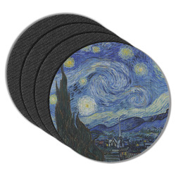 The Starry Night (Van Gogh 1889) Round Rubber Backed Coasters - Set of 4