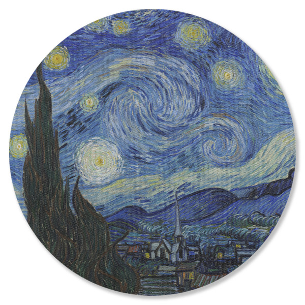 The Starry Night (Van Gogh 1889) Round Coaster Rubber Back - Single