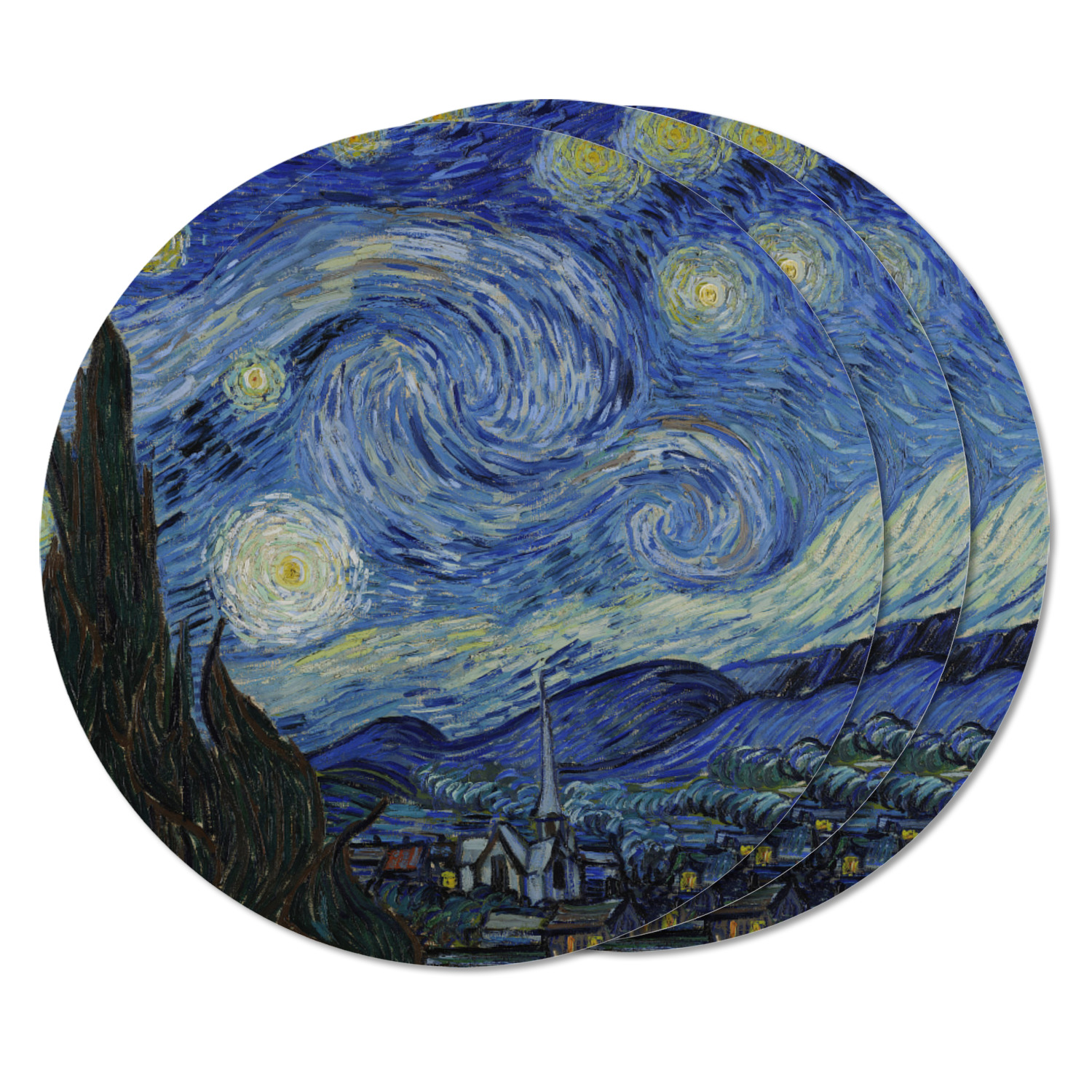 Custom The Starry Night (Van Gogh 1889) Round Fridge Magnet