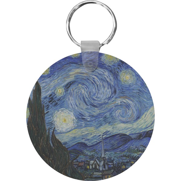 Custom The Starry Night (Van Gogh 1889) Round Plastic Keychain