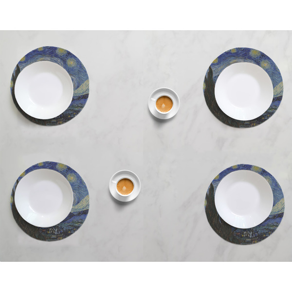 The Starry Night (Van Gogh 1889) Round Linen Placemats - LIFESTYLE (set of 4)