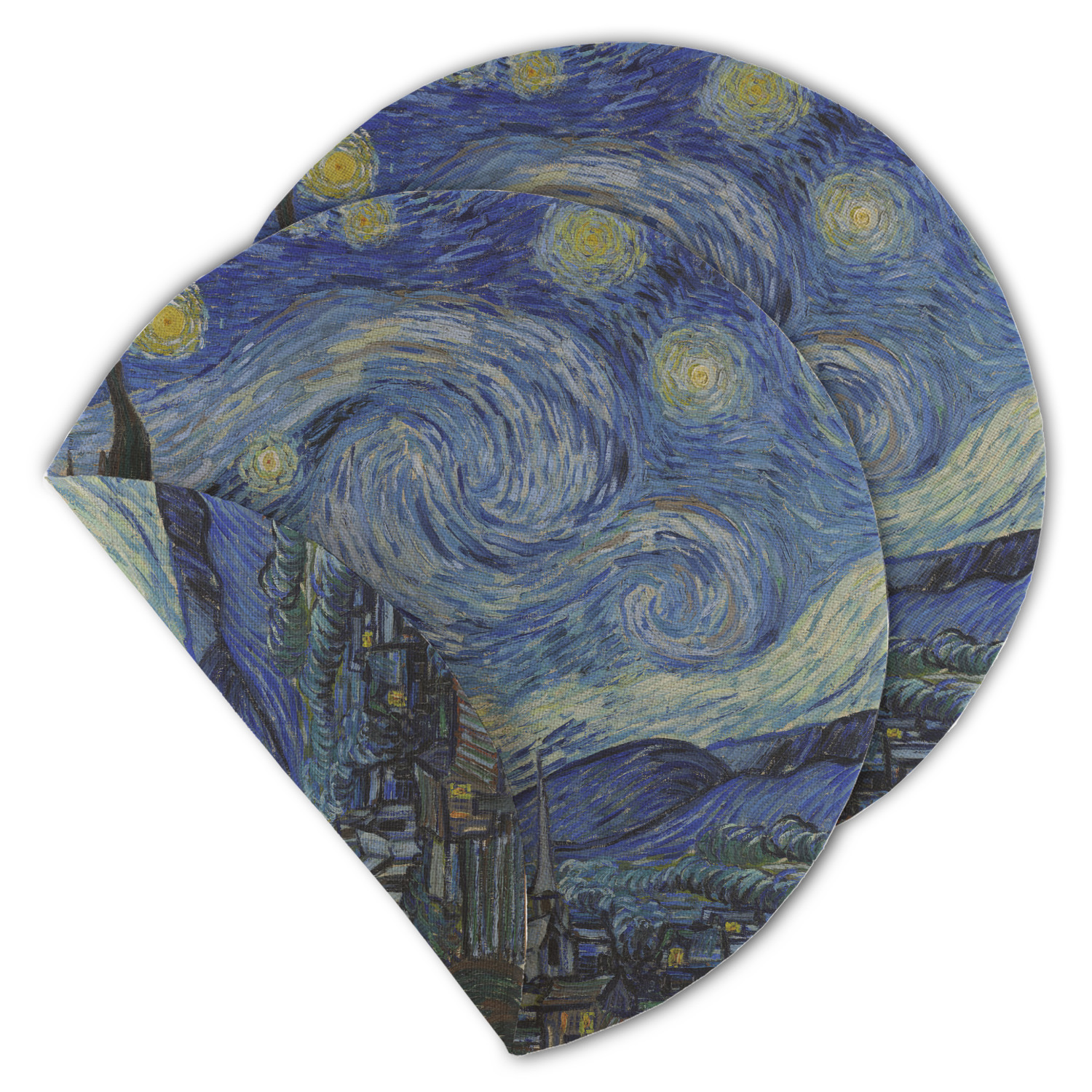 星月夜 The starry night Van Gogh プレイマット OMA Custom The Starry Night (Van Gogh 1889) Round Linen Placemat