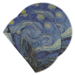 The Starry Night (Van Gogh 1889) Round Linen Placemat - Double Sided - Set of 4