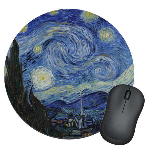 Custom The Starry Night (Van Gogh 1889) Round Mouse Pad