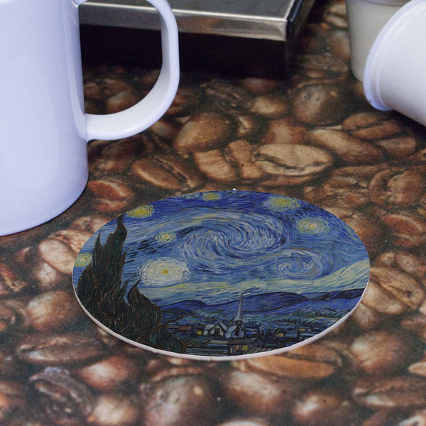 The Starry Night (Van Gogh 1889) Round Paper Coaster - Front