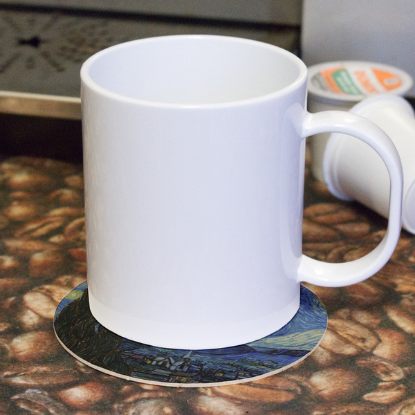 The Starry Night (Van Gogh 1889) Round Paper Coaster - With Mug