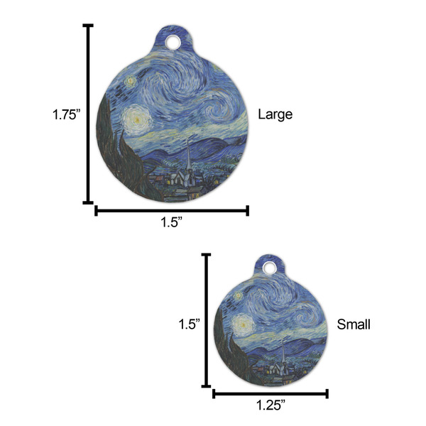 The Starry Night (Van Gogh 1889) Round Pet ID Tag - Large - Comparison Scale