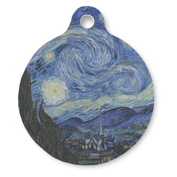 Custom The Starry Night (Van Gogh 1889) Round Pet ID Tag - Large