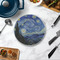 The Starry Night (Van Gogh 1889) Round Stone Trivet - In Context View