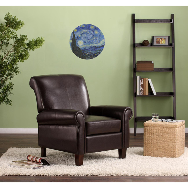 The Starry Night (Van Gogh 1889) Round Wall Decal on Living Room Wall