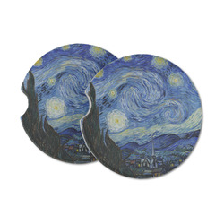 The Starry Night (Van Gogh 1889) Sandstone Car Coasters - Set of 2