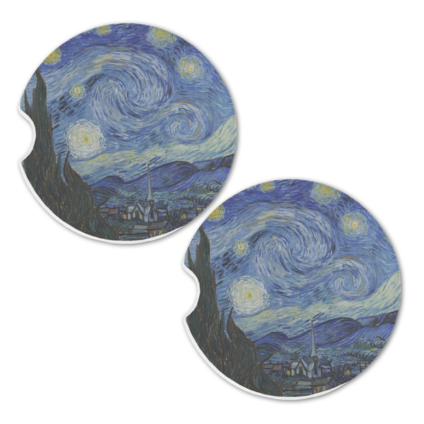 The Starry Night (Van Gogh 1889) Sandstone Car Coasters - Set of 2