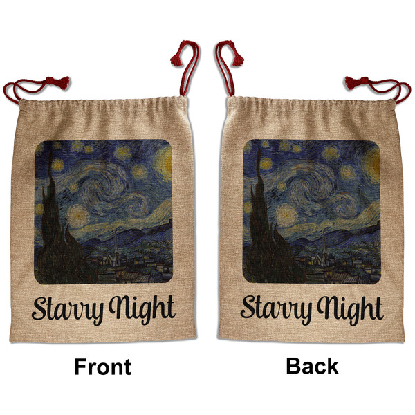 The Starry Night (Van Gogh 1889) Santa Bag - Front and Back