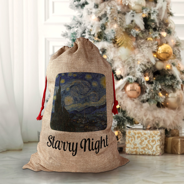 The Starry Night (Van Gogh 1889) Santa Bag - Lifestyle