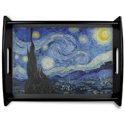 The Starry Night (Van Gogh 1889) Black Wooden Tray - Large
