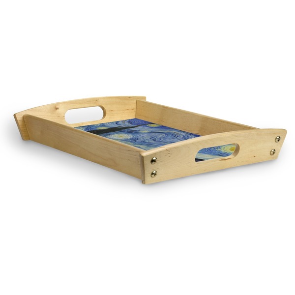 The Starry Night (Van Gogh 1889) Serving Tray Wood Small - Corner