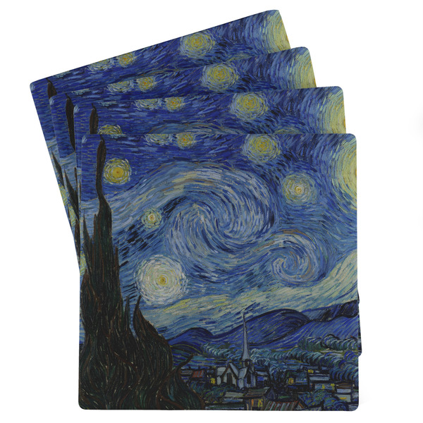 Custom The Starry Night (Van Gogh 1889) Absorbent Stone Coasters - Set of 4