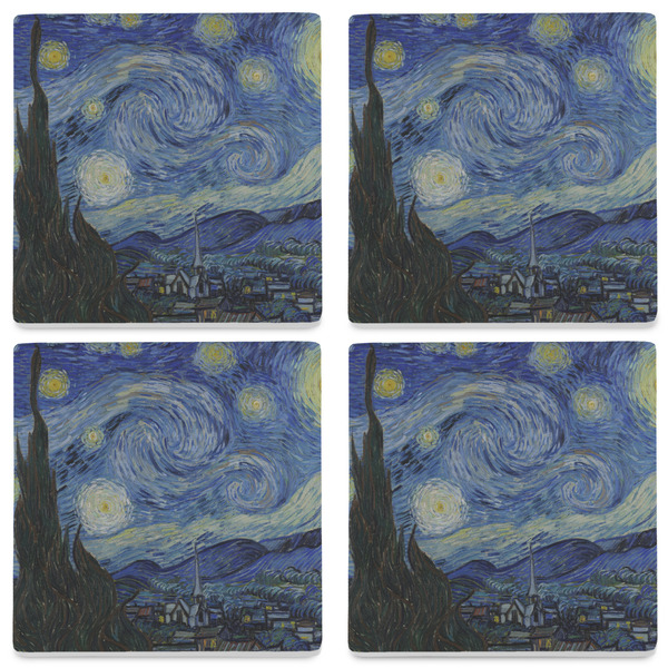 The Starry Night (Van Gogh 1889) Set of 4 Sandstone Coasters - See All 4 View