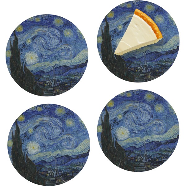 Custom The Starry Night (Van Gogh 1889) Set of 4 Glass Appetizer / Dessert Plate 8"