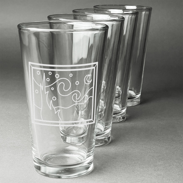 The Starry Night (Van Gogh 1889) Set of Four Engraved Pint Glasses - Set View