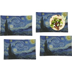 The Starry Night (Van Gogh 1889) Set of 4 Glass Rectangular Lunch / Dinner Plate