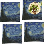 The Starry Night (Van Gogh 1889) Set of 4 Glass Square Lunch / Dinner Plate 9.5"