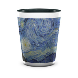The Starry Night (Van Gogh 1889) Ceramic Shot Glass - 1.5 oz - Two Tone - Set of 4