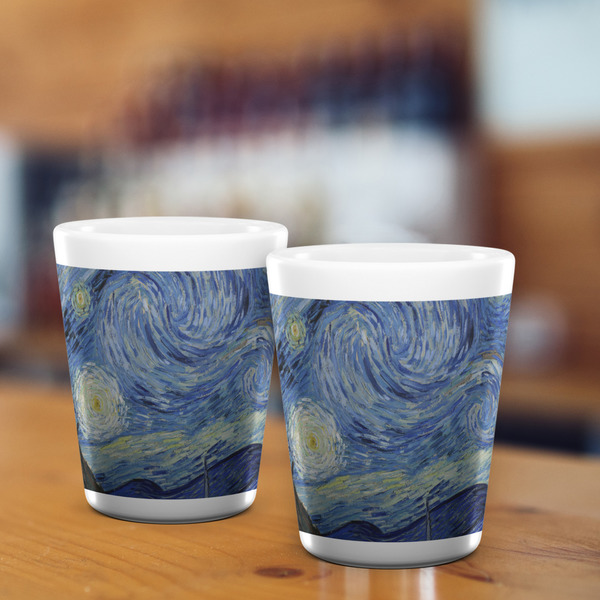 The Starry Night (Van Gogh 1889) Shot Glass - White - LIFESTYLE
