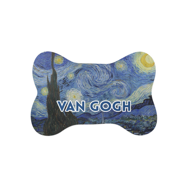Custom The Starry Night (Van Gogh 1889) Bone Shaped Dog Food Mat (Small)