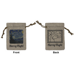 The Starry Night (Van Gogh 1889) Small Burlap Gift Bag - Front & Back