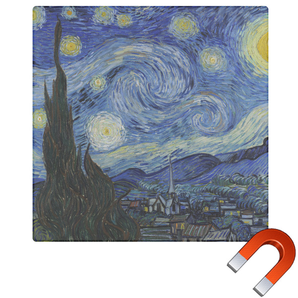 Custom The Starry Night (Van Gogh 1889) Square Car Magnet - 6"